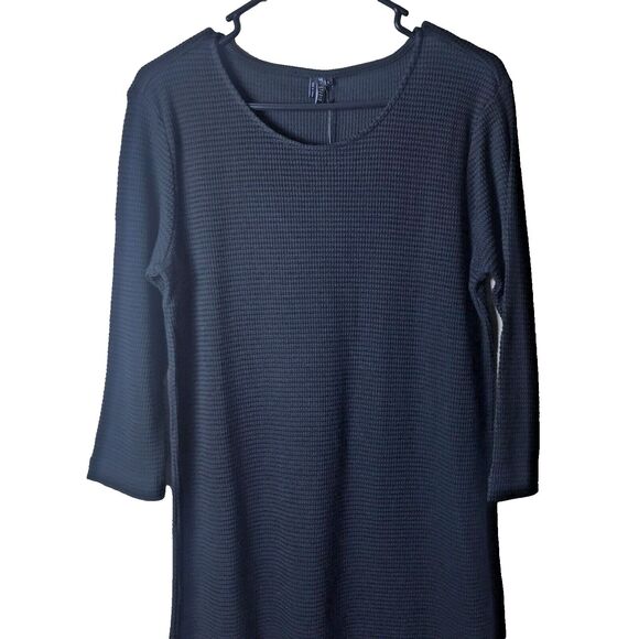 ST. STUDIO Women's Black  Straight  Jersey Ribbed 3/4 Sleeves Dress Size L - Picture 6 of 10